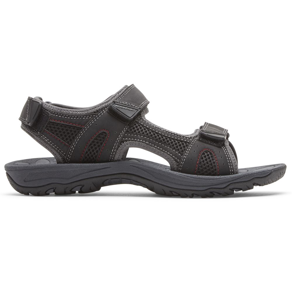 Rockport Canada Hayes Quarter-Strap - Mens Sandals Black (OVD813967)